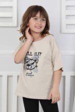 AYICIK BASKILI 4-12 YAŞ T-SHIRT - BEJ