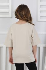 AYICIK BASKILI 4-12 YAŞ T-SHIRT - BEJ
