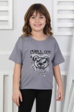 AYICIK BASKILI 4-12 YAŞ T-SHIRT - FÜME