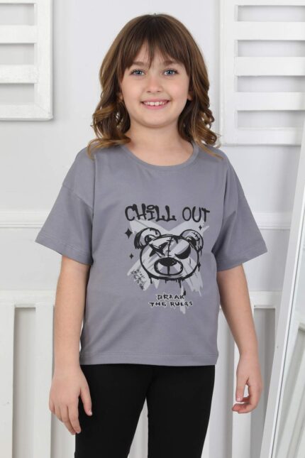 AYICIK BASKILI 4-12 YAŞ T-SHIRT - FÜME