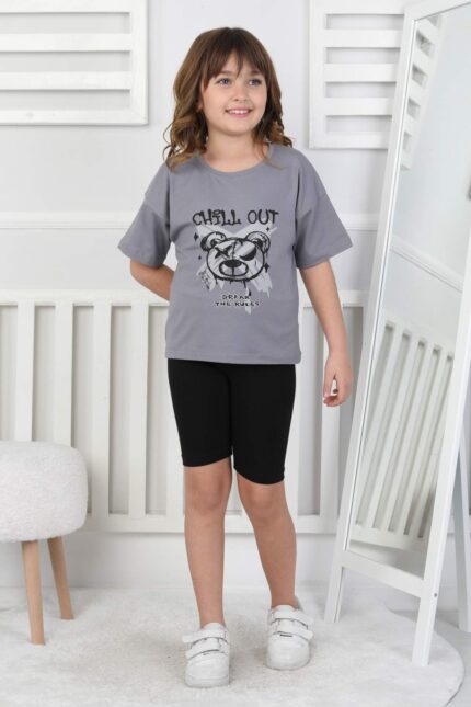 AYICIK BASKILI 4-12 YAŞ T-SHIRT - FÜME