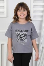 AYICIK BASKILI 4-12 YAŞ T-SHIRT - FÜME