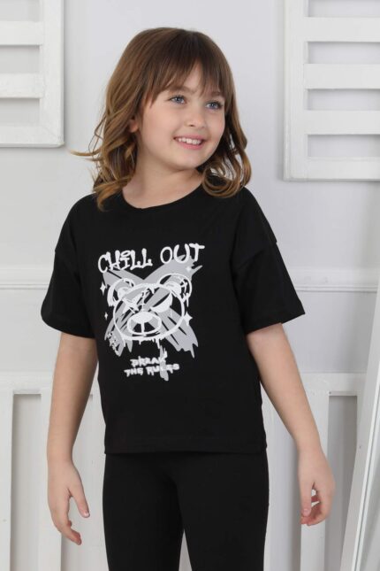 AYICIK BASKILI 4-12 YAŞ T-SHIRT - SİYAH