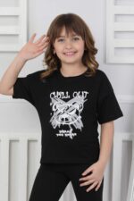 AYICIK BASKILI 4-12 YAŞ T-SHIRT - SİYAH