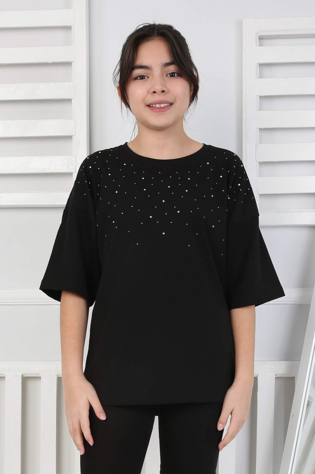 GARSON KOMPAK TAŞLI TSHIRT – SİYAH