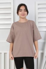 GARSON KOMPAK TAŞLI TSHIRT - KAHVE