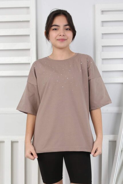 GARSON KOMPAK TAŞLI TSHIRT - KAHVE