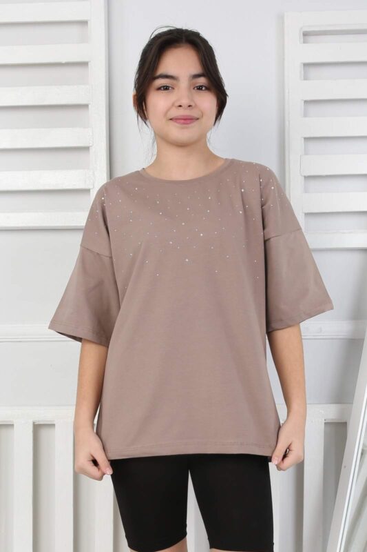 GARSON KOMPAK TAŞLI TSHIRT - KAHVE