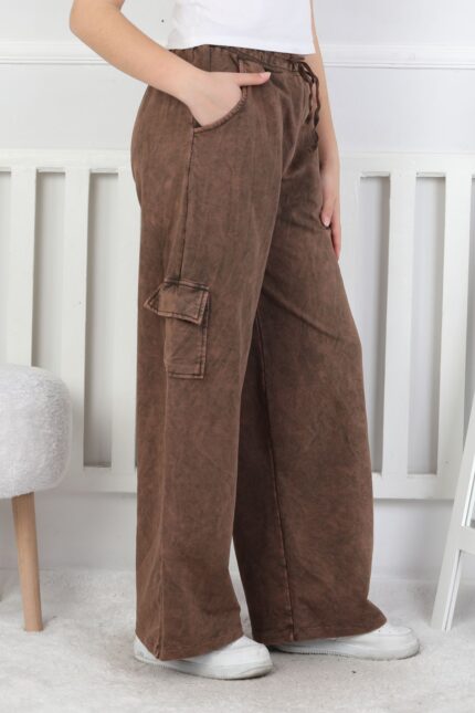 İKİ İPLİK YIKAMALI  CEP KAPAKLI PANTALON - KAHVE