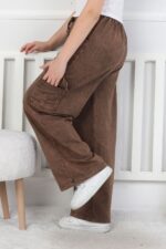 İKİ İPLİK YIKAMALI  CEP KAPAKLI PANTALON - KAHVE