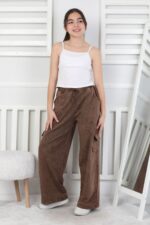 İKİ İPLİK YIKAMALI  CEP KAPAKLI PANTALON - KAHVE