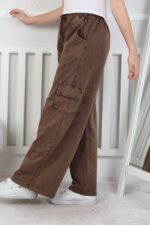 İKİ İPLİK YIKAMALI  CEP KAPAKLI PANTALON - KAHVE