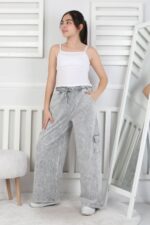 İKİ İPLİK YIKAMALI  CEP KAPAKLI PANTALON - GRİ