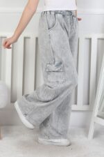 İKİ İPLİK YIKAMALI  CEP KAPAKLI PANTALON - GRİ