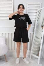 KOMPAK GARSON ŞORTLU YIKAMALI TAKIM - SİYAH