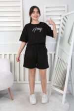 KOMPAK GARSON ŞORTLU YIKAMALI TAKIM - SİYAH