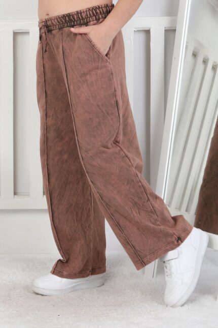 NERVÜRLÜ İKİ İP YIKAMALI PANTALON - KAHVE