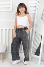 NERVÜRLÜ İKİ İP YIKAMALI PANTALON - SİYAH