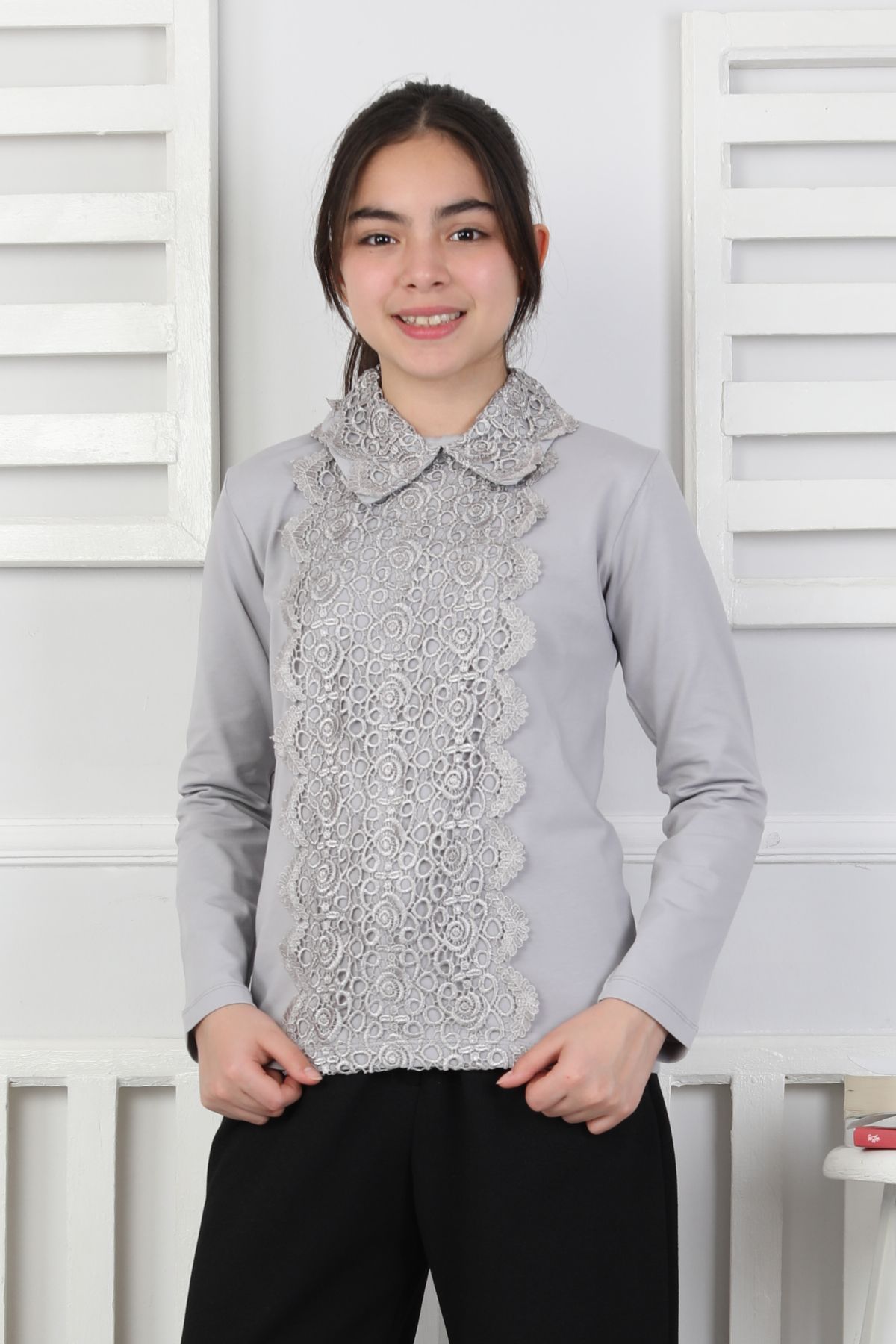 ORTA GÜPÜRLÜ YAKALI OKL – GRİ