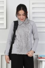 ORTA GÜPÜRLÜ YAKALI OKL - GRİ