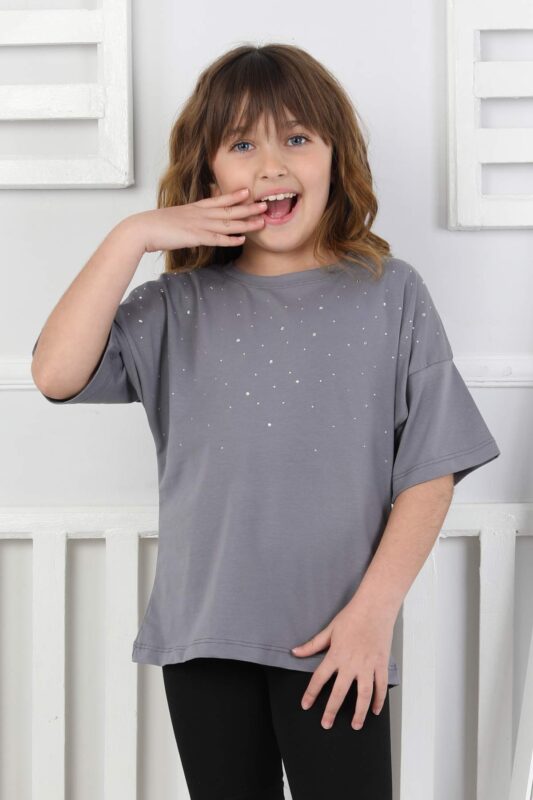 ORTA TAŞLI TSHIRT - FÜME