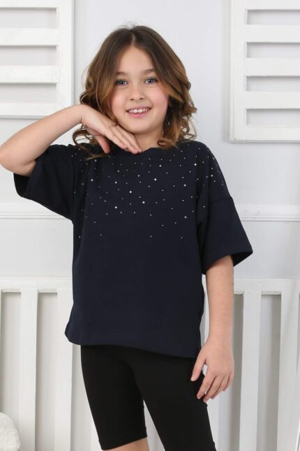 ORTA TAŞLI TSHIRT - LACİVERT