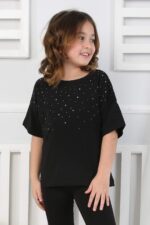 ORTA TAŞLI TSHIRT - SİYAH ORTA TAŞLI TSHIRT - SİYAH