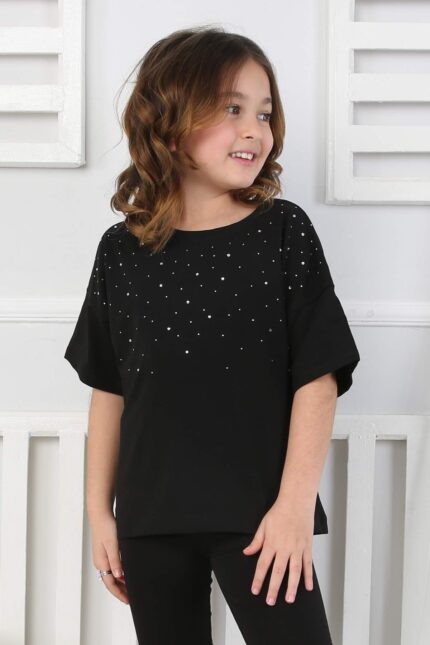 ORTA TAŞLI TSHIRT - SİYAH