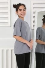 OVERSİZE DÜZ TSHİRT 241066 - FÜME