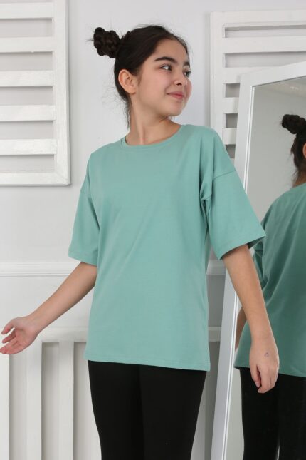 OVERSİZE DÜZ TSHİRT 241066 - KOYU YEŞİL