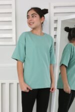OVERSİZE DÜZ TSHİRT 241066 - KOYU YEŞİL