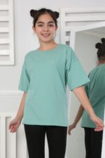 OVERSİZE DÜZ TSHİRT 241066 - KOYU YEŞİL