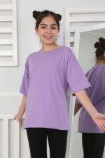 OVERSİZE DÜZ TSHİRT 241066 - LİLA