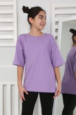 OVERSİZE DÜZ TSHİRT 241066 - LİLA