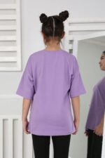OVERSİZE DÜZ TSHİRT 241066 - LİLA