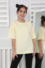 OVERSİZE DÜZ TSHİRT 241066 - SARI