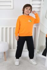 REGLAN KOLLU BEBE İKİ İP TAKIM 241423 - ORANJ REGLAN KOLLU BEBE İKİ İP TAKIM 241423 - ORANJ