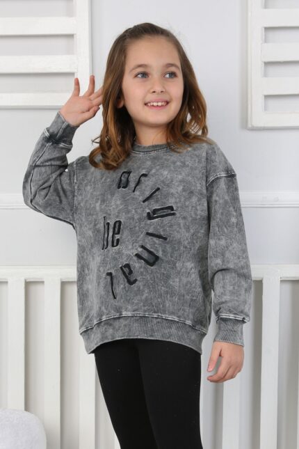 YIKAMALI NAKIŞLI SWEAT 251000 - SİYAH