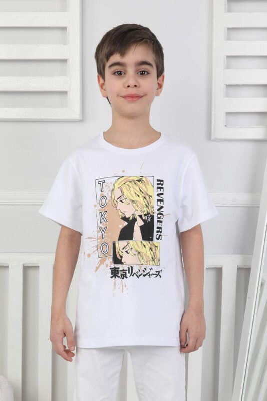 ORTA BOY ERKEK ANIME TSHIRT - BEYAZ