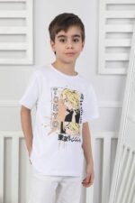 ORTA BOY ERKEK ANIME TSHIRT - BEYAZ