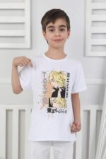 ORTA BOY ERKEK ANIME TSHIRT - BEYAZ