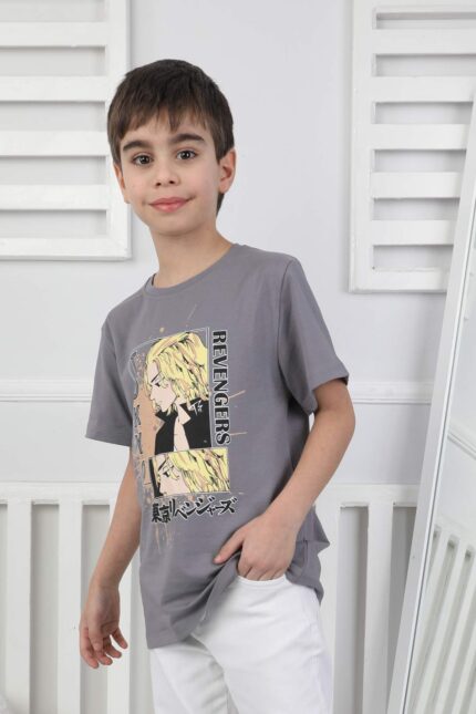 ORTA BOY ERKEK ANIME TSHIRT - FÜME