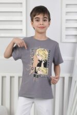 ORTA BOY ERKEK ANIME TSHIRT - FÜME