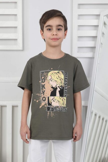 ORTA BOY ERKEK ANIME TSHIRT - HAKİ