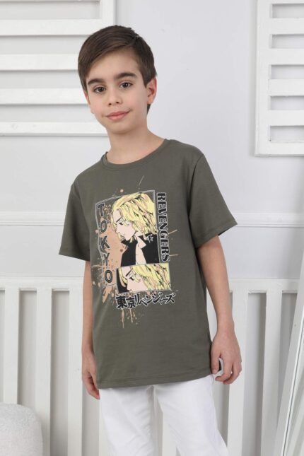 ORTA BOY ERKEK ANIME TSHIRT - HAKİ