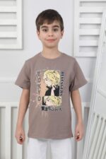 ORTA BOY ERKEK ANIME TSHIRT - KAHVE