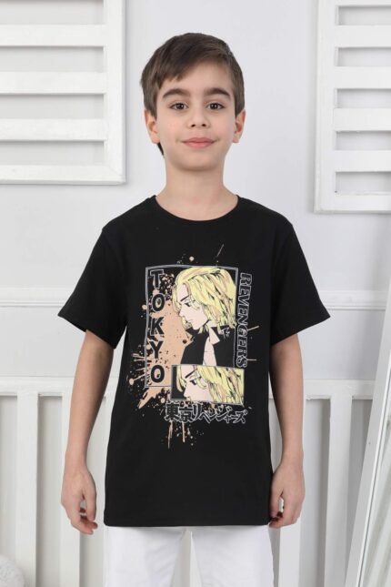 ORTA BOY ERKEK ANIME TSHIRT - SİYAH