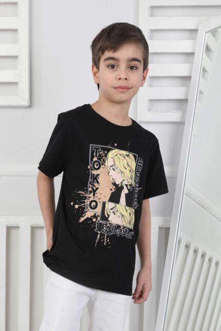 ORTA BOY ERKEK ANIME TSHIRT - SİYAH