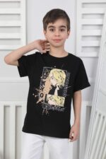 ORTA BOY ERKEK ANIME TSHIRT - SİYAH