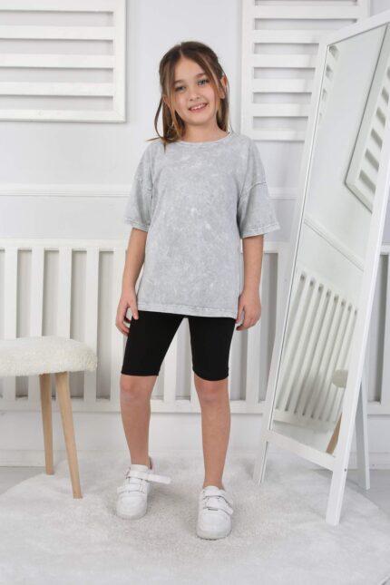 ORTA KOMPAK TSHIRT YIKAMALI 116-140 - GRİ